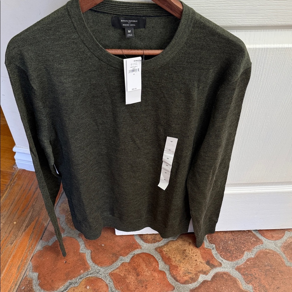 Banana Republic Olive Men's Crewneck Sweater